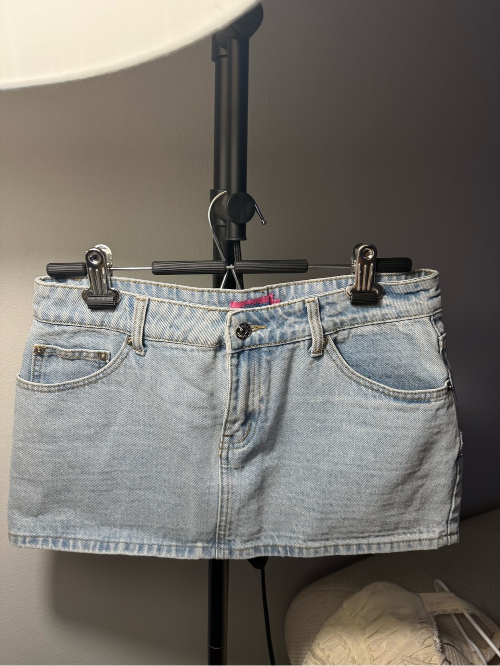 Edikted Light Blue Denim Mini Skirt
